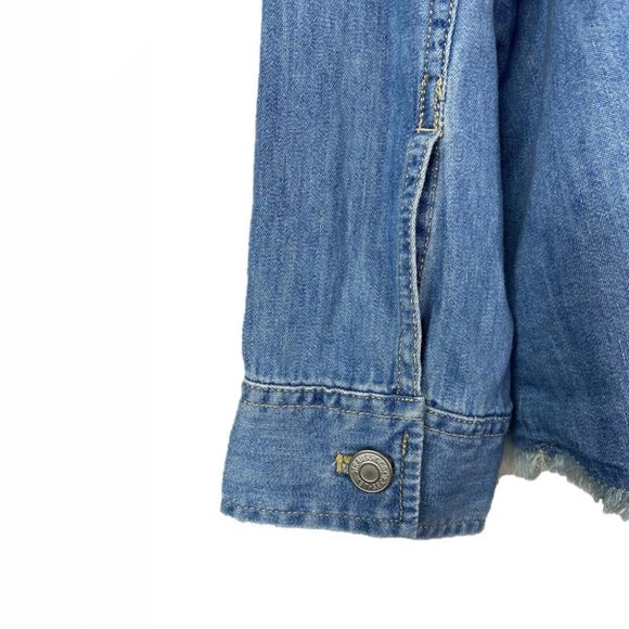 NWT Levis Denim Raw Hem Button Down Jean Shirt Top - Picture 6 of 9
